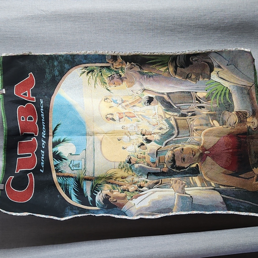 VINTAGE CUBA LAND OF ROMANCE TAPESTRY SIZE -36"L X 24 W